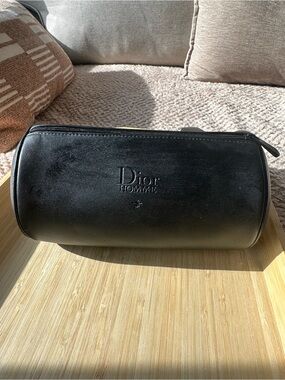 Dior Black Leather Cylindrical Toiletry Pouch
